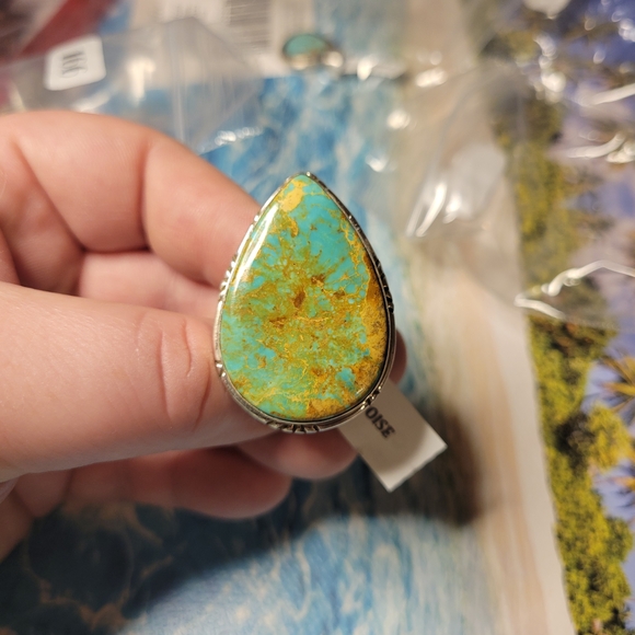 Jewelry - Turquoise  Statement Ring – Adjustable Sterling Silver